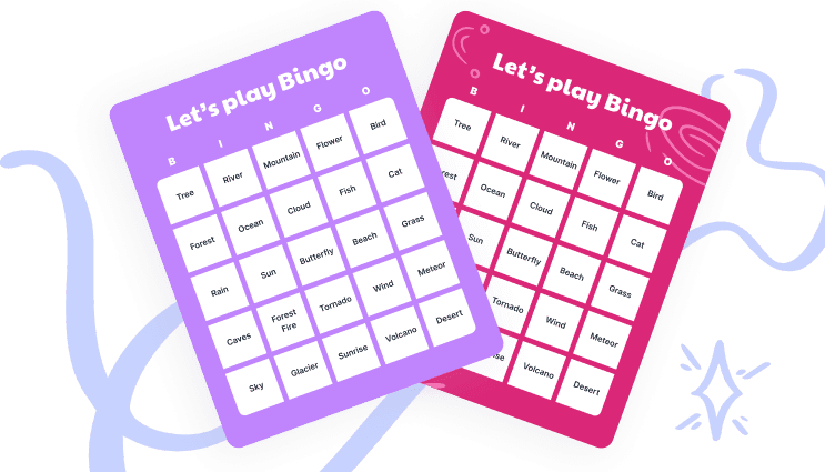 2 bingo cards with grey background