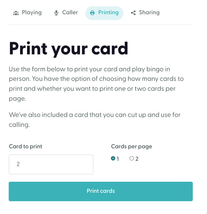 How do I print a card?