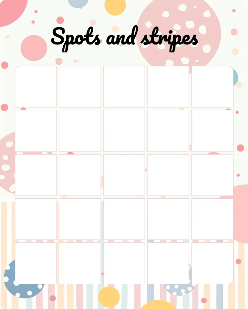 Spots &amp; Stripes illustrations blank bingo card