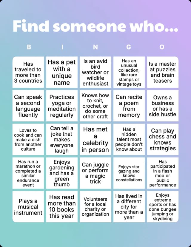 Find someone who...
