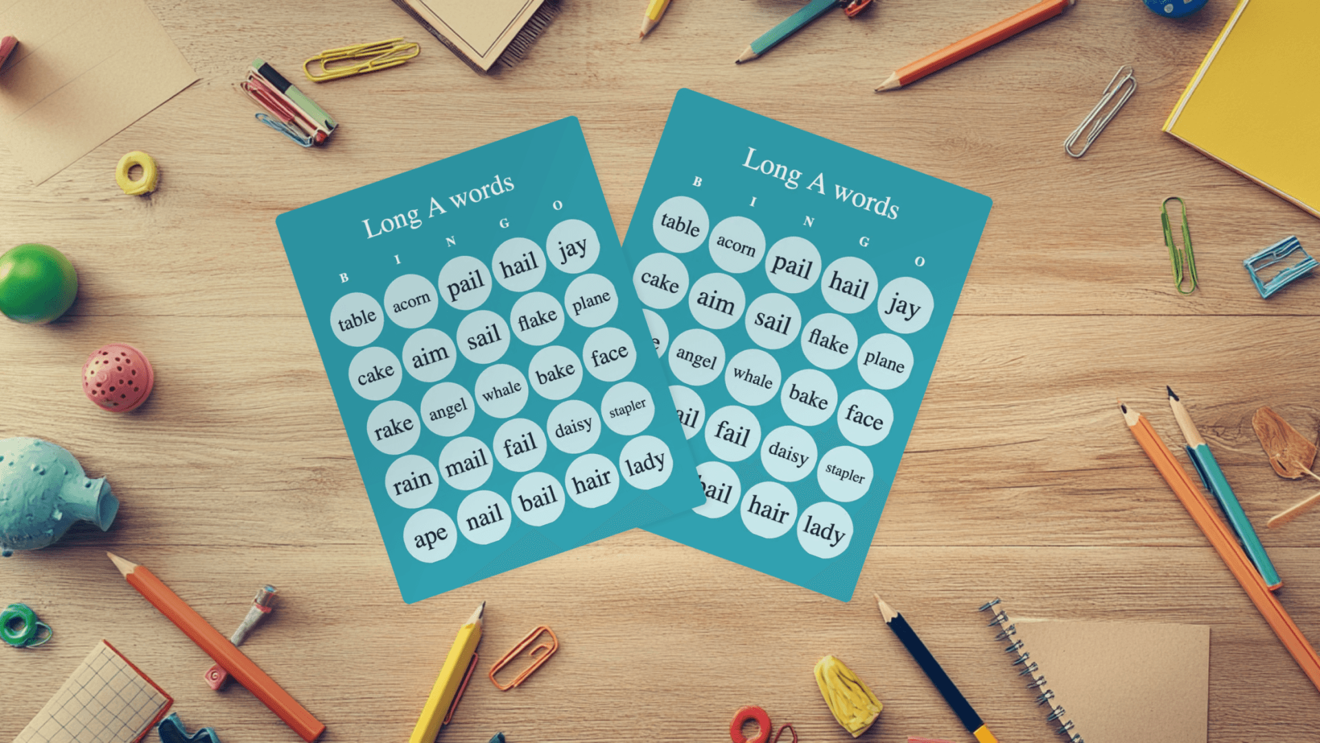 long a words bingo card