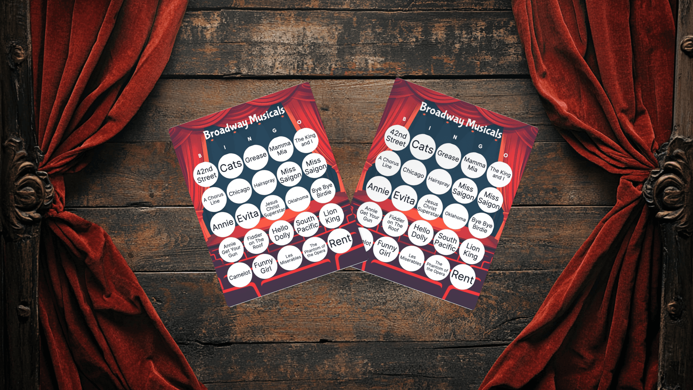 broadway musical bingo card