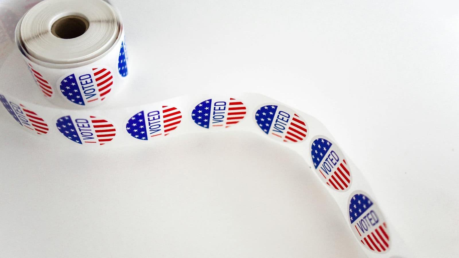 I Voted Sticker Spool on White Surface