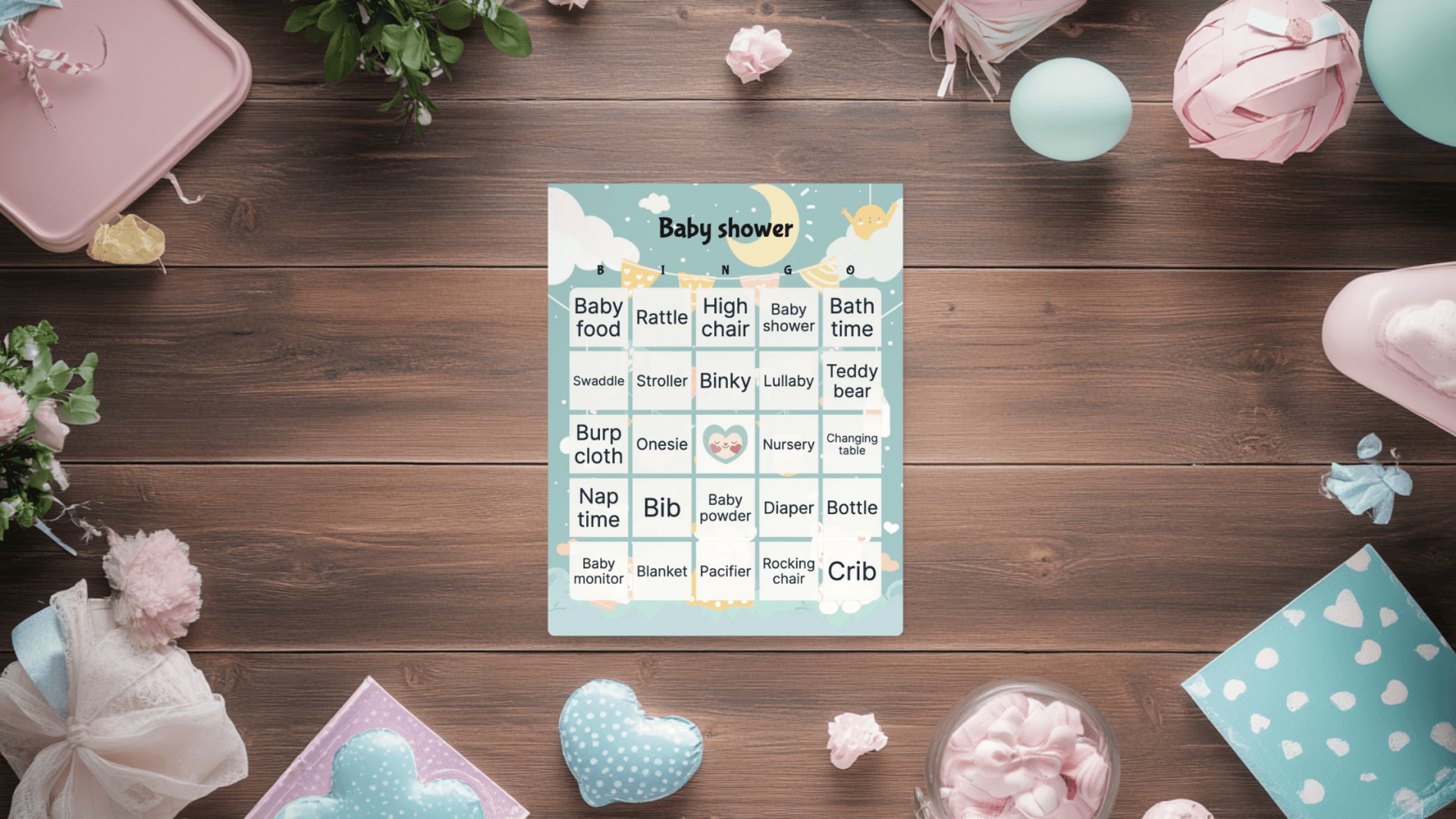 baby shower bingo card