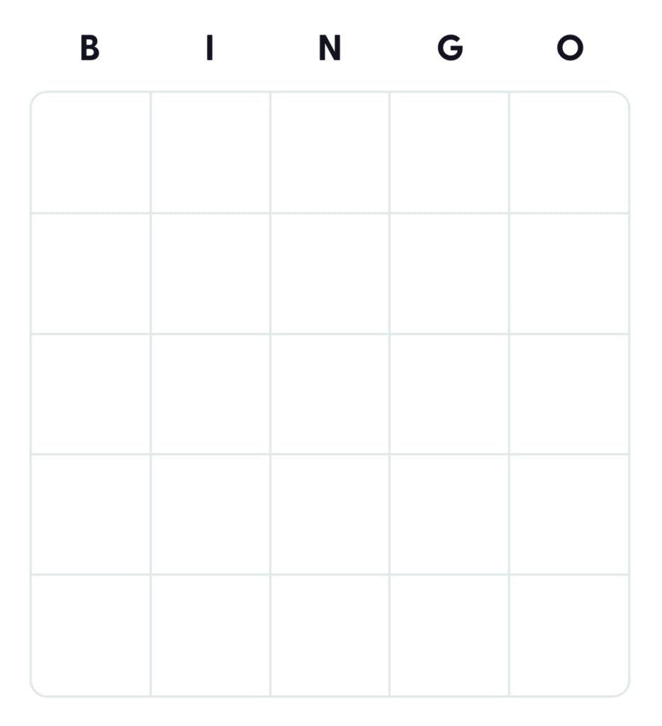 A free blank bingo card template