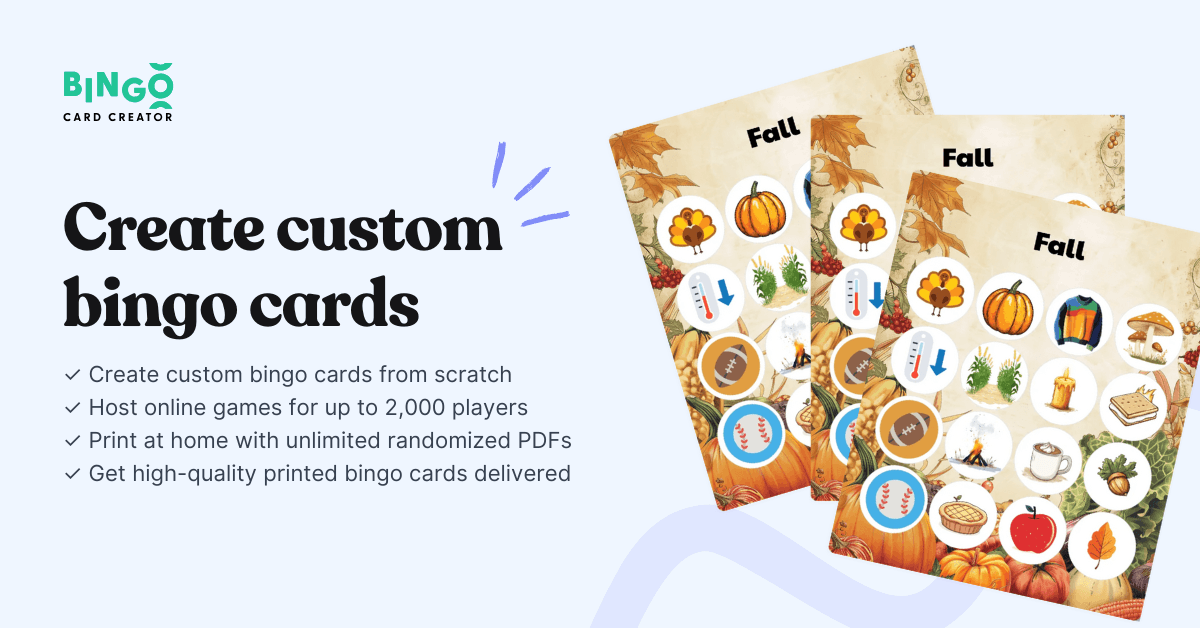 custom fall bingo cards