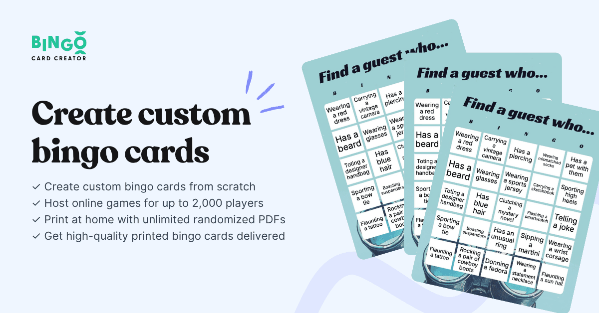 stacked find a guest who bingo cards