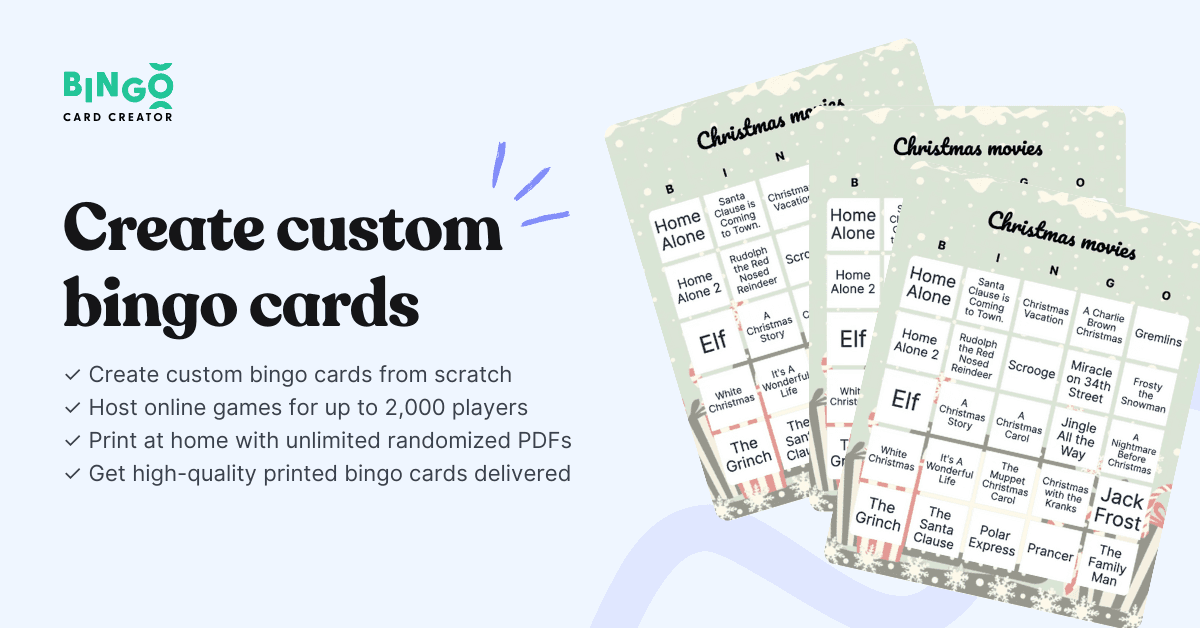 christmas movies bingo card