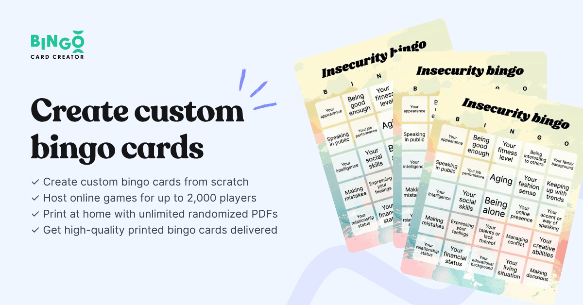 stacked insecurity bingo cards