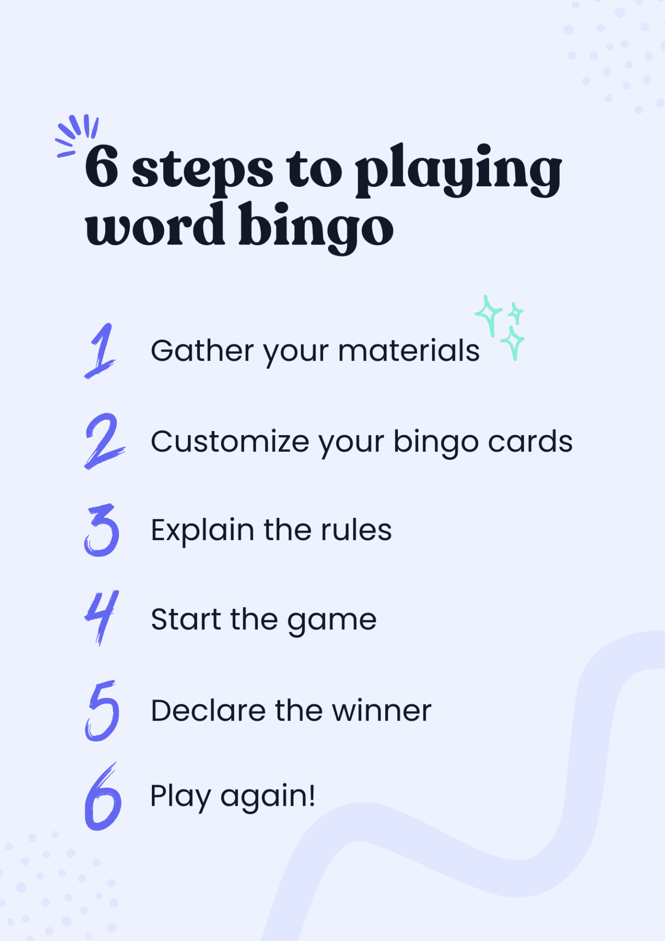 steps to playing word bingo