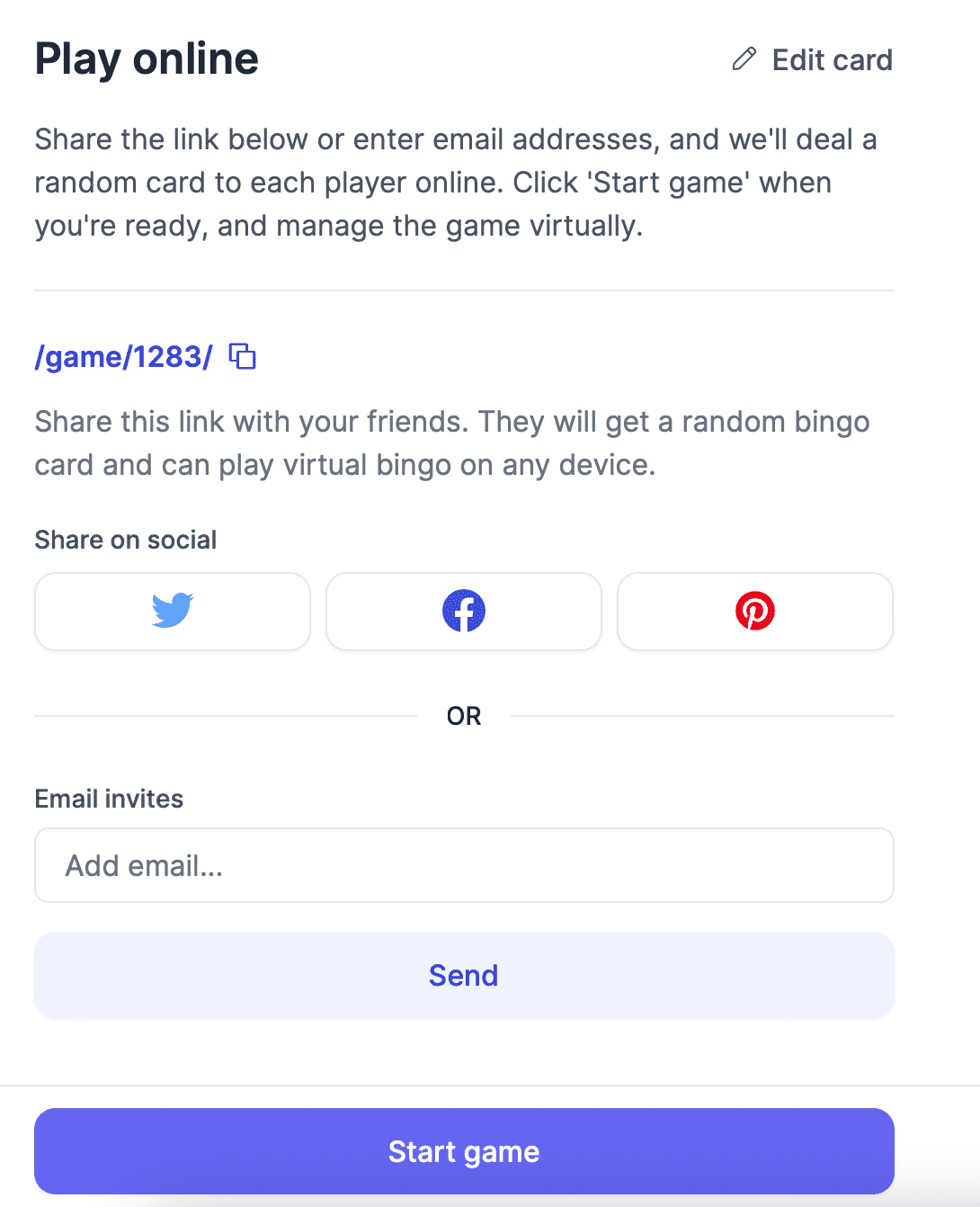 play with bingo card