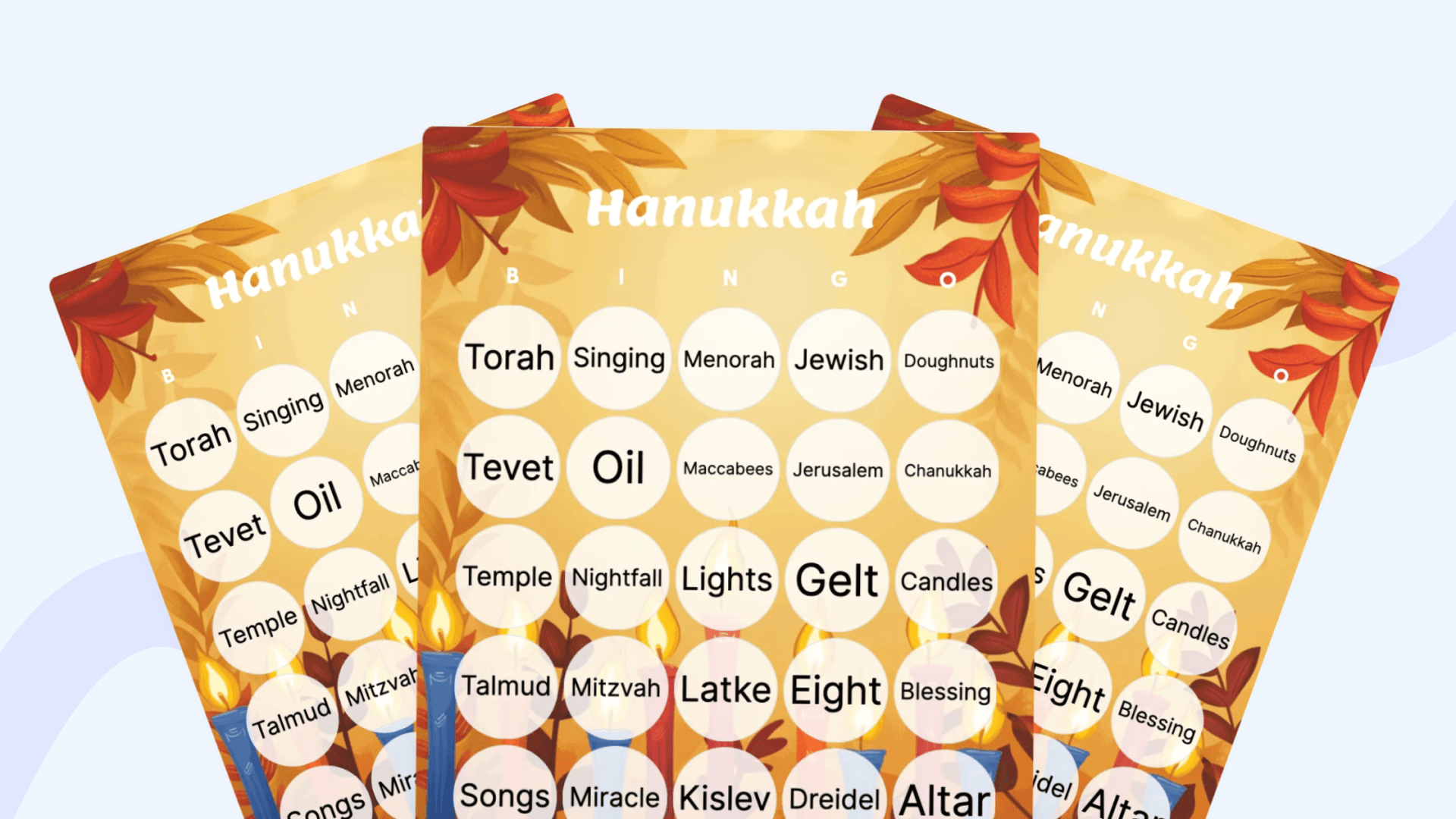 hanukkah bingo cards