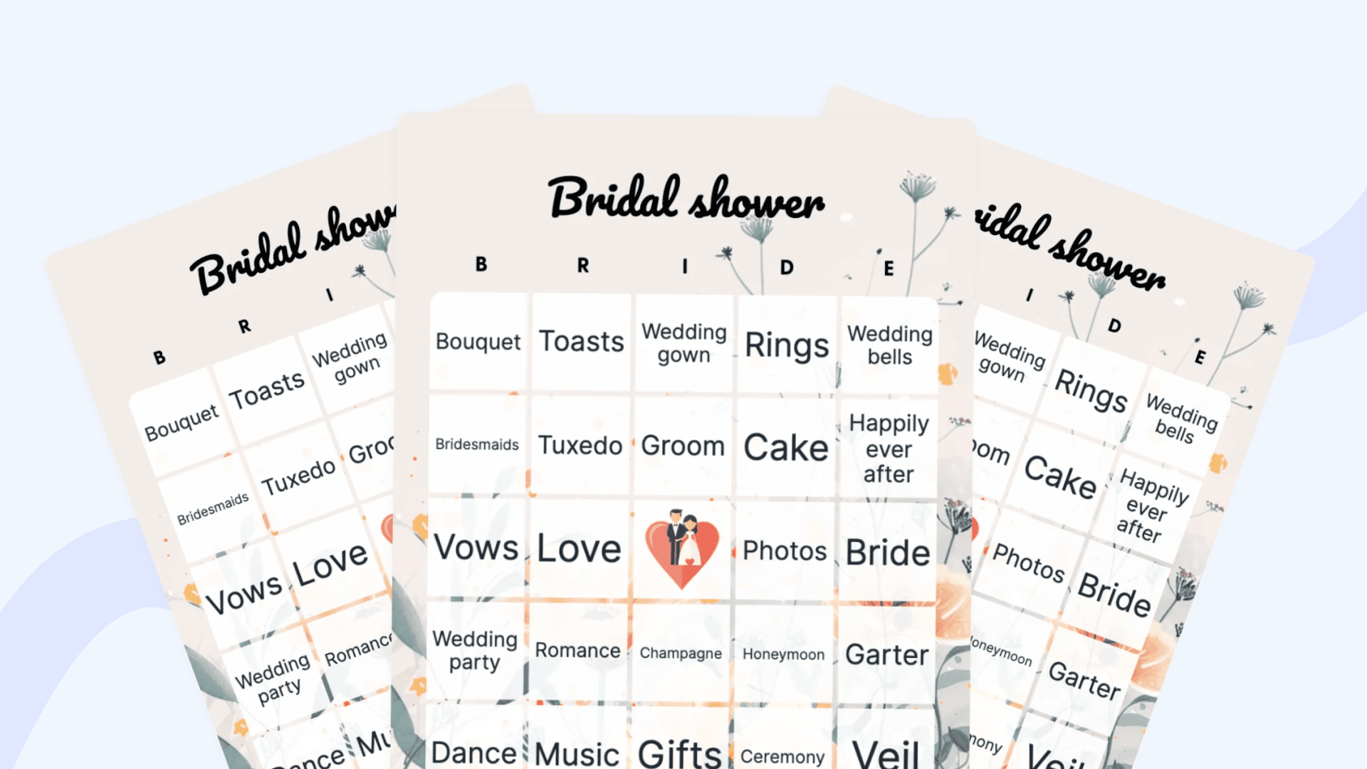 Bridal Shower Bingo Game Cards - Wildflowers Theme, 24 Player Set With Calling Cards & Chips, Perfect For Wedding Showers & Parties