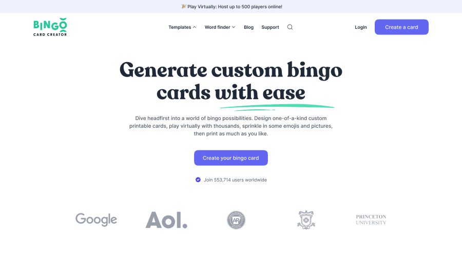 bingo card unique