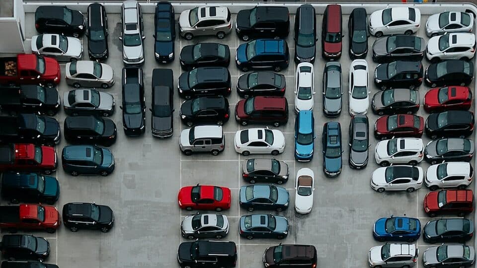 aerial photography of cars on parking lot