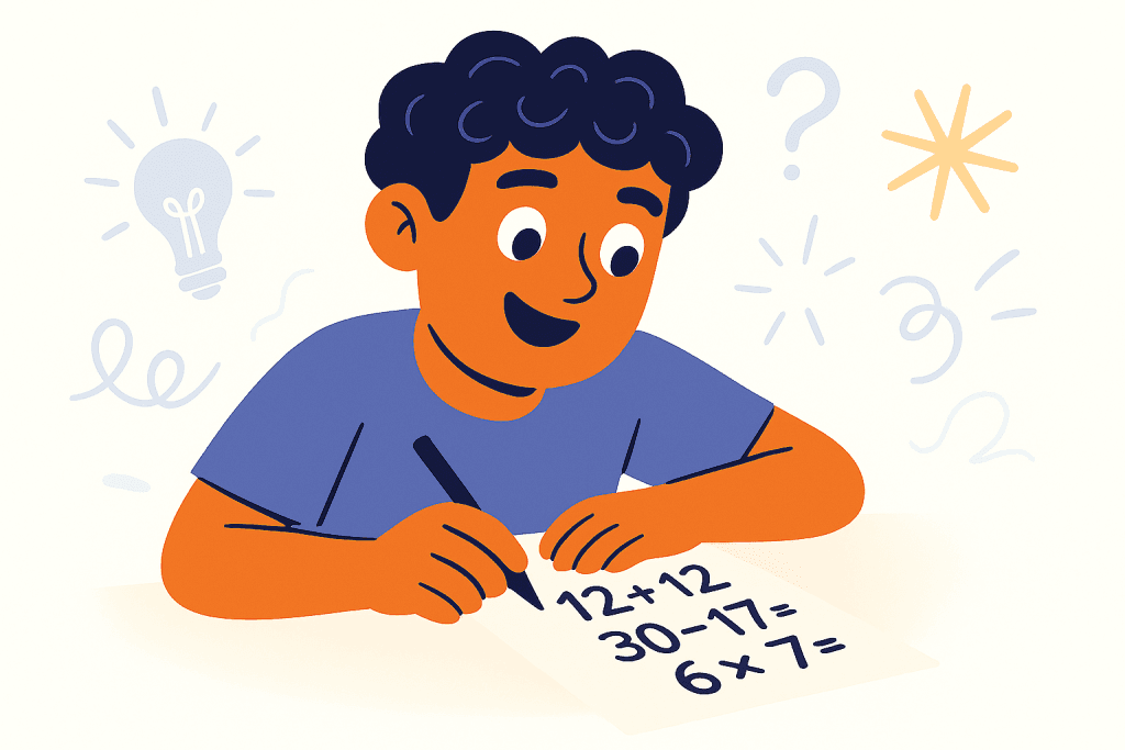 character doing math problems