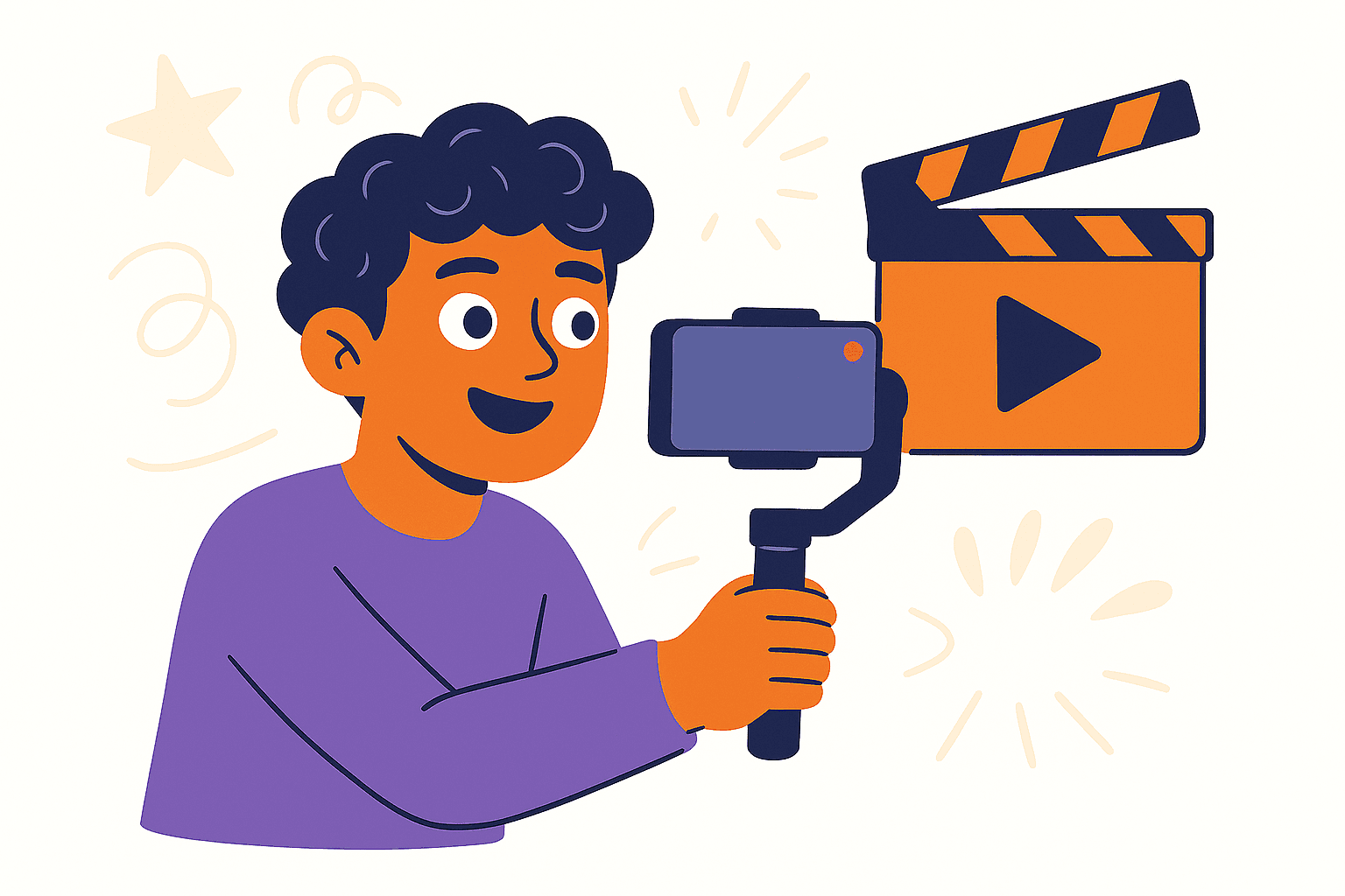 character filming on a phone