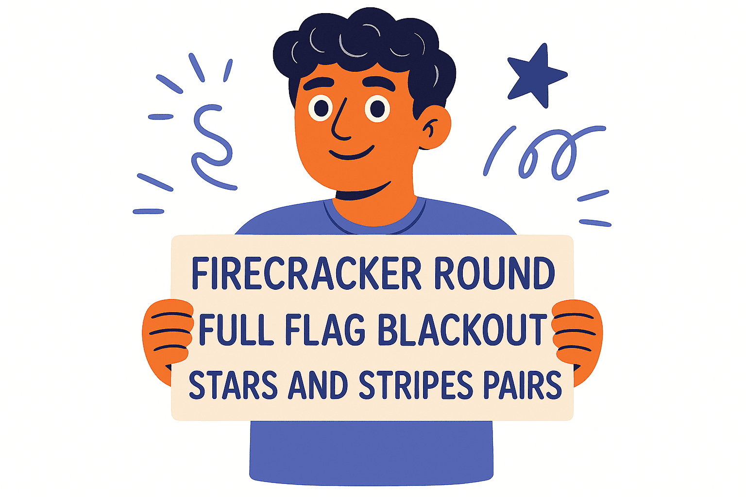 character holding a sign