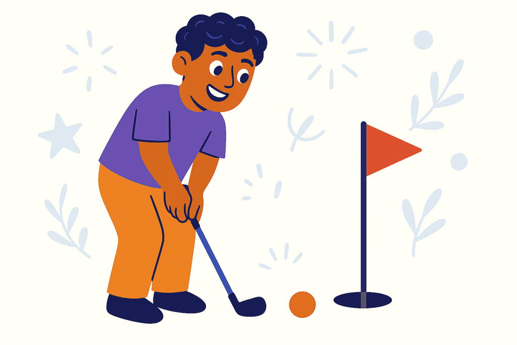 character playing golf