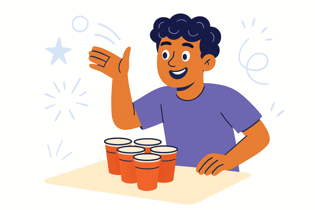 character playing soda pong