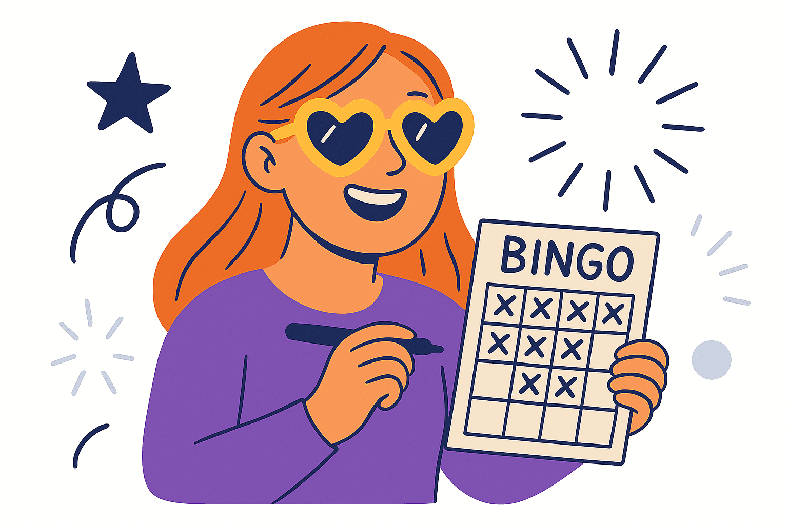 character wearing heart shaped glasses