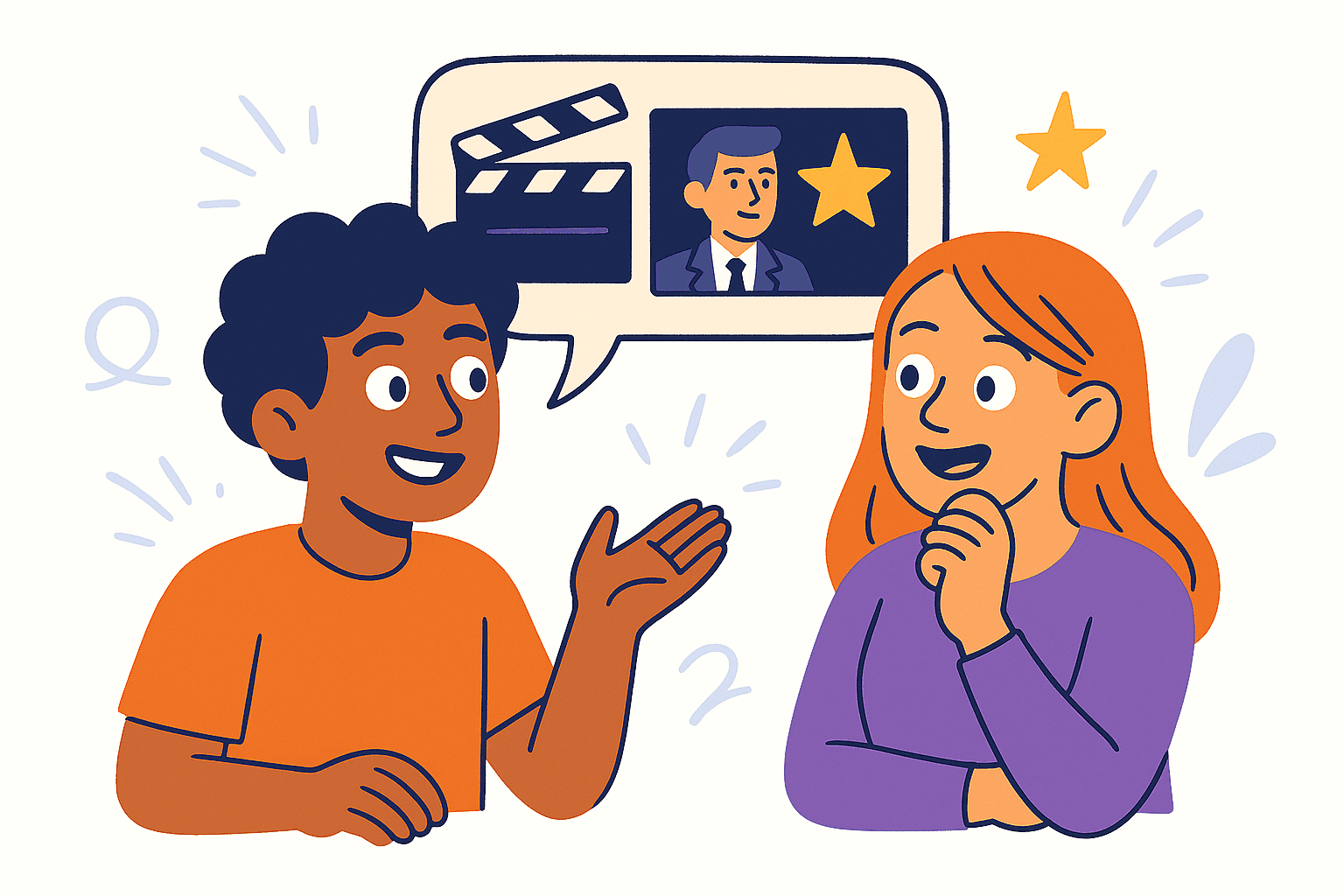 characters discussing movie