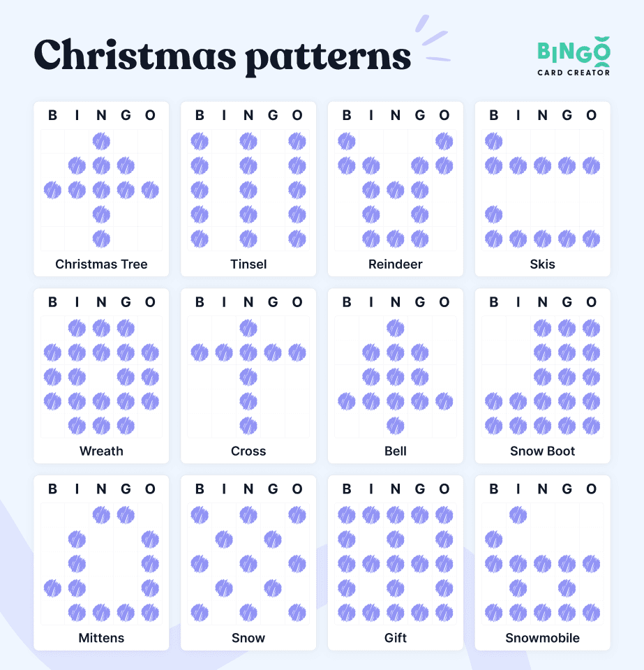 christmas bingo patterns