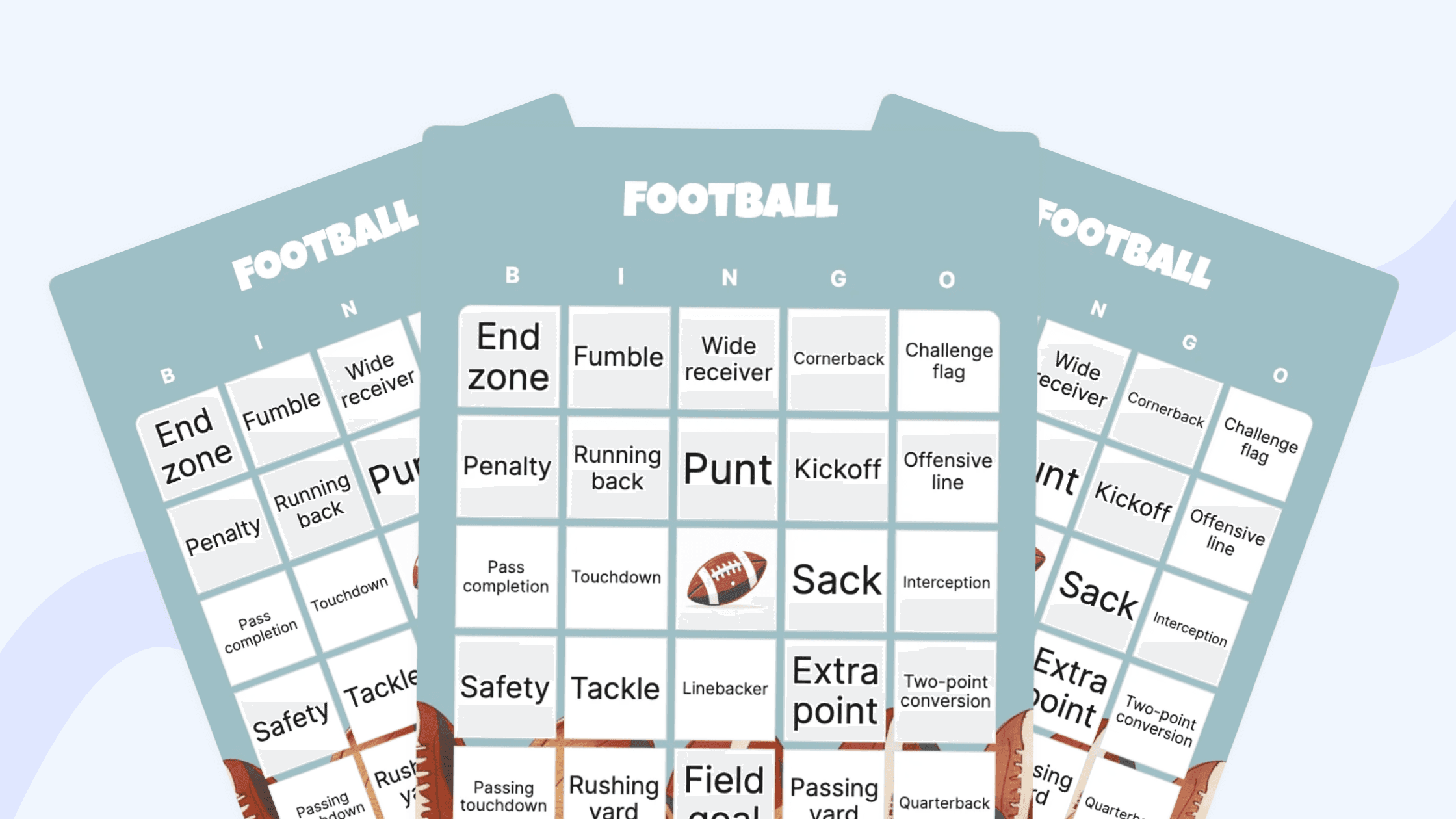Football bingo card collage