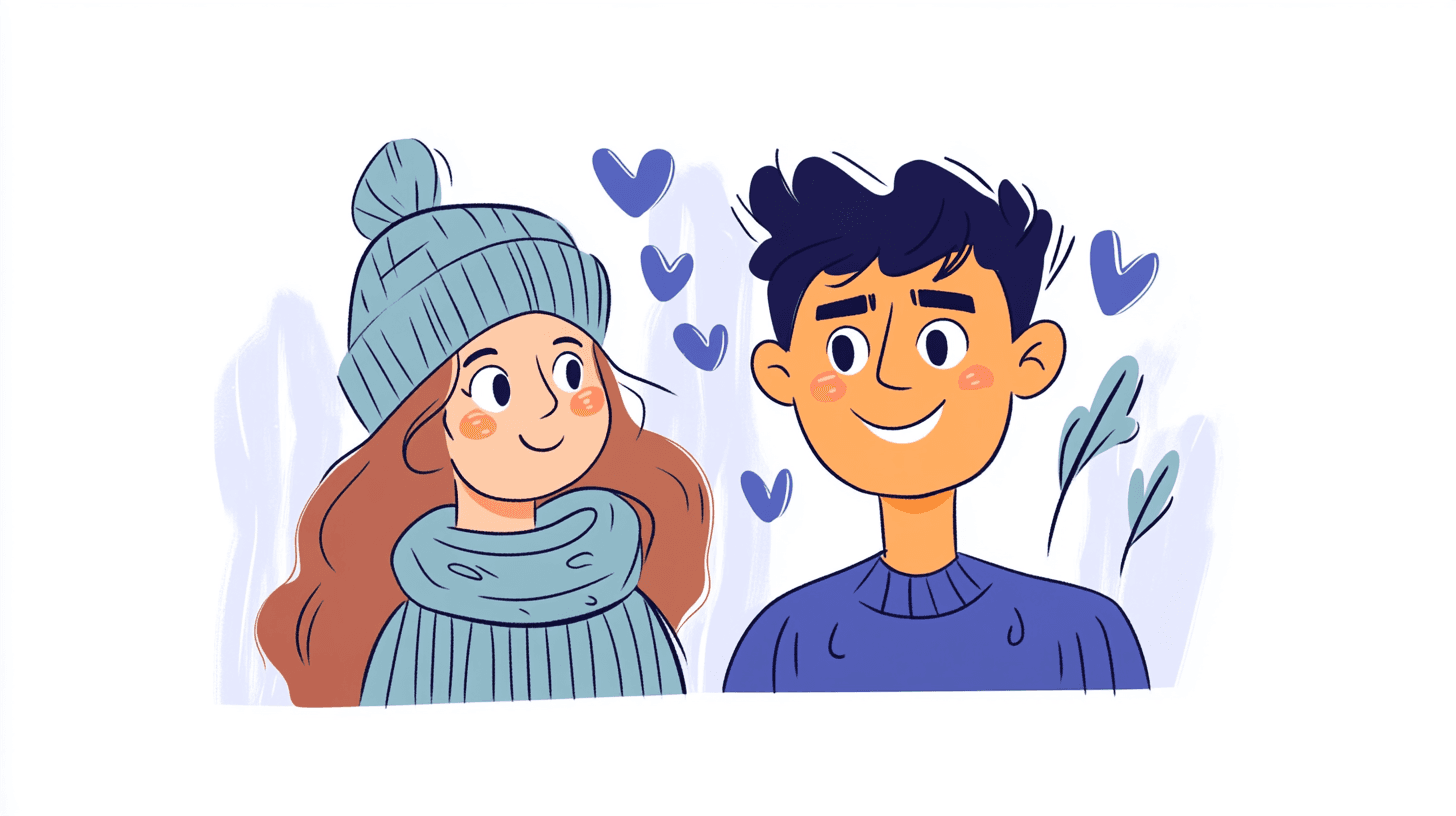male and female character wearing winter attire