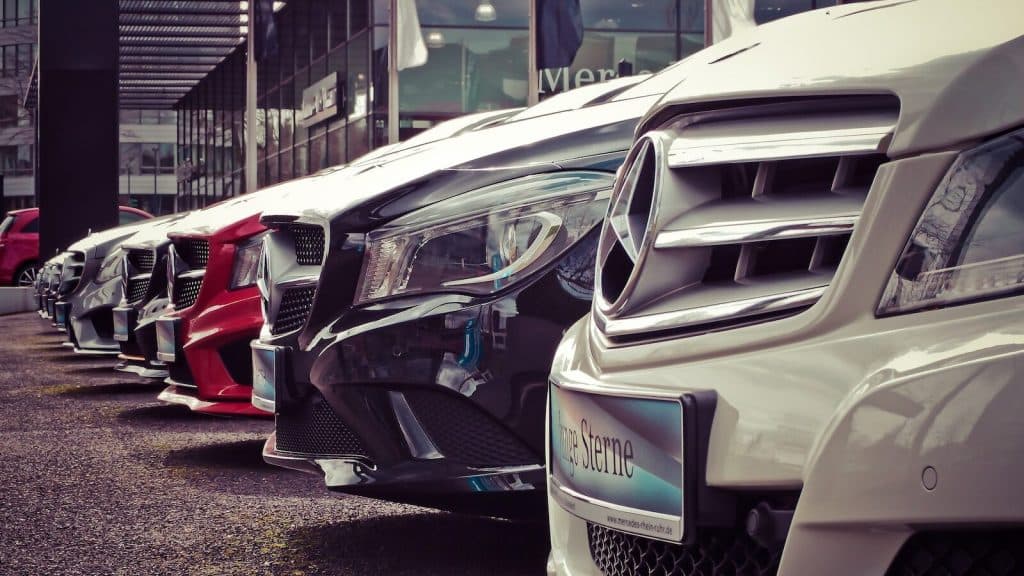 Mercedes Benz Parked in a Row