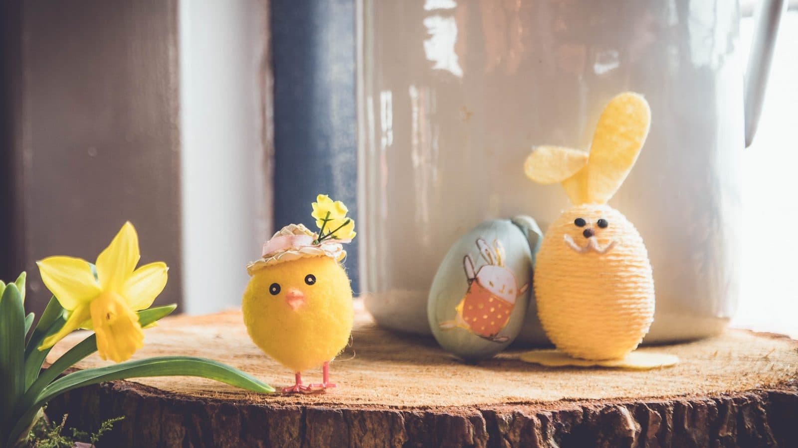 yellow bird plush toy on brown wood