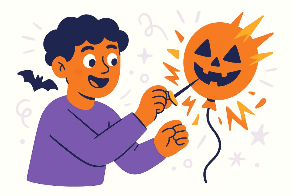 popping a halloween balloon