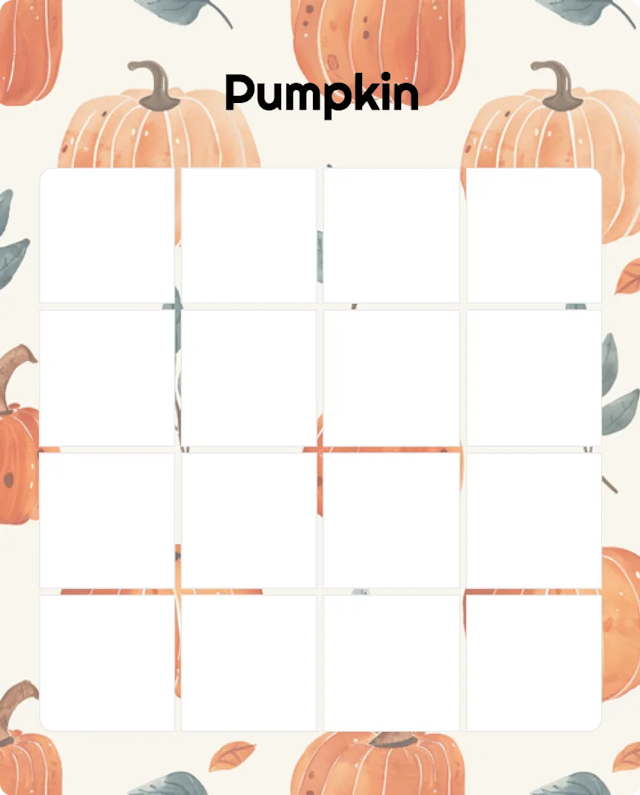 Pumpkin illustrations blank bingo card