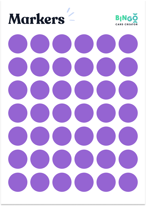 purple circle bingo markers