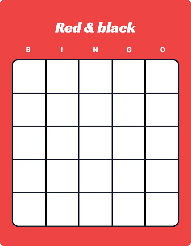 Red &amp; Black blank bingo card