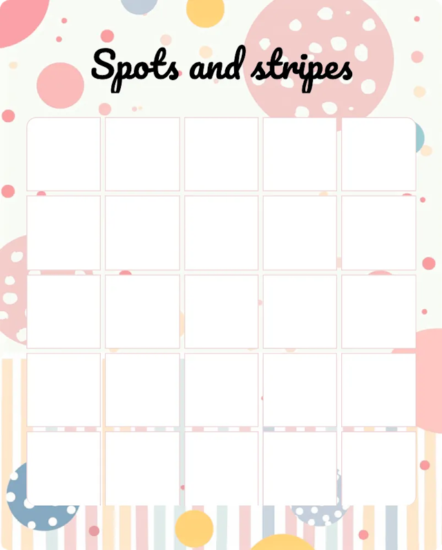 Spots &amp; Stripes illustrations blank bingo card