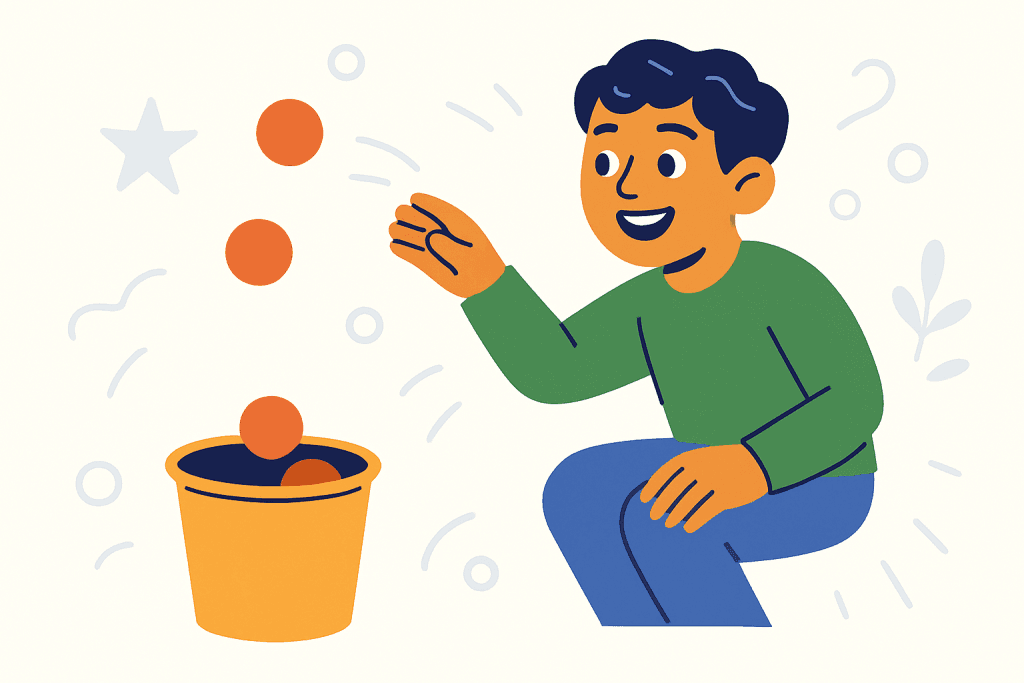 throwing balls in bucket