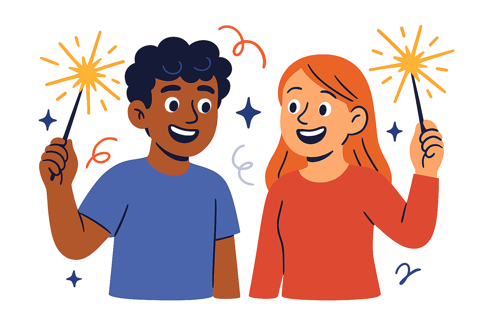 two characters holding fireworks