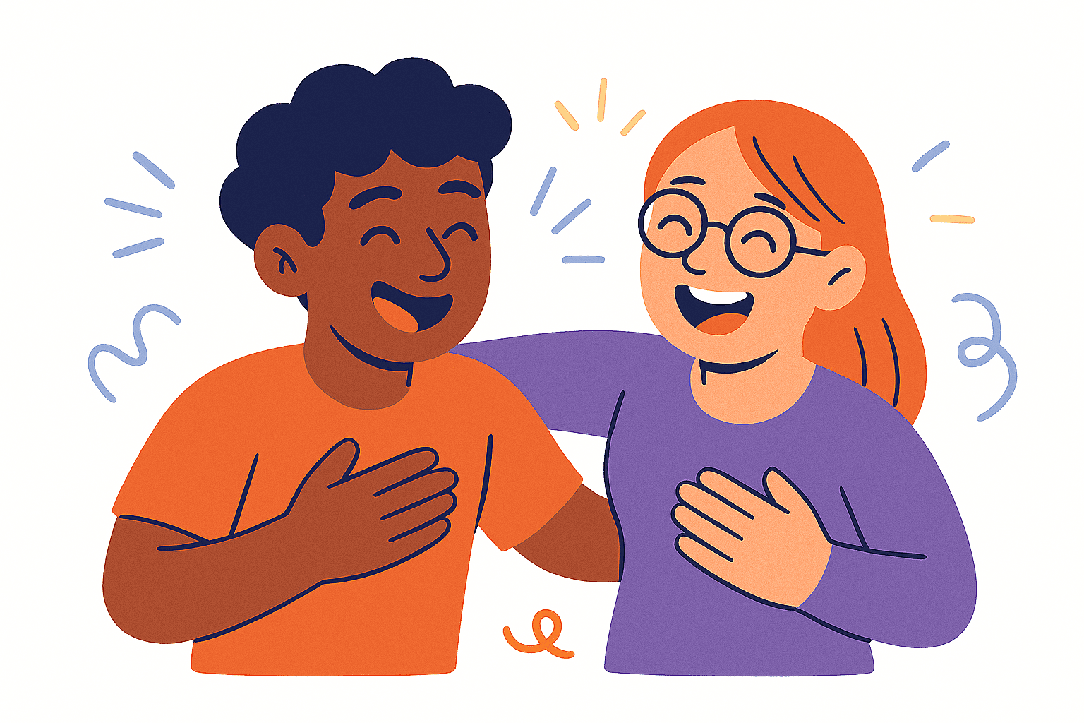 two characters laughing