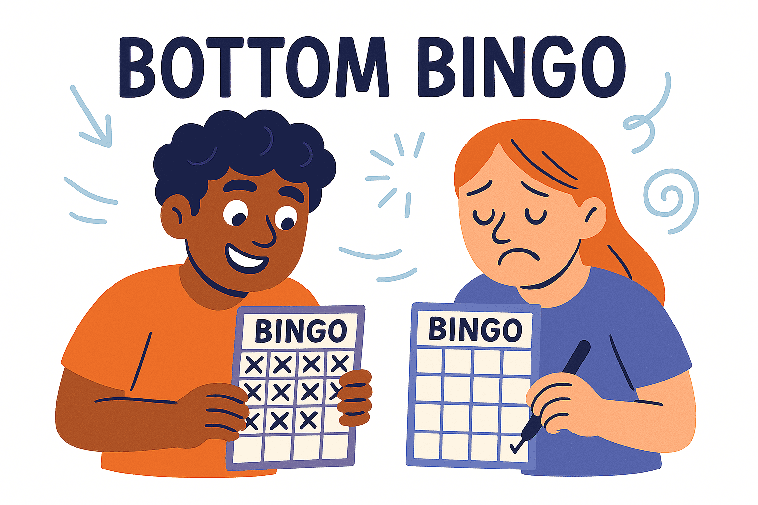 two characters playing bottom bingo