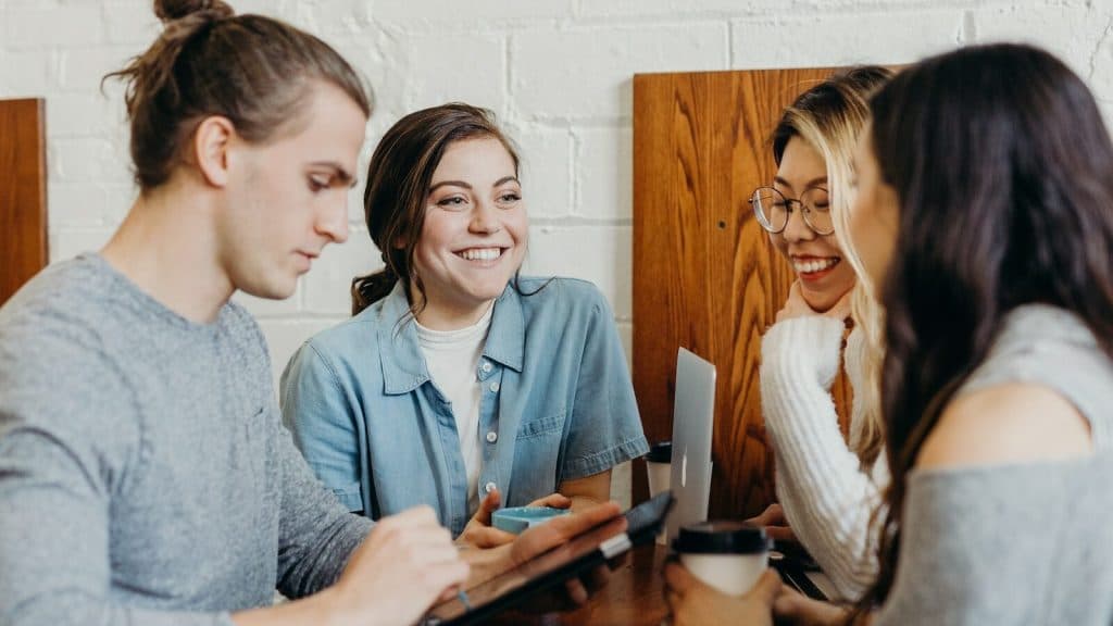 A group of friends at a coffee shop