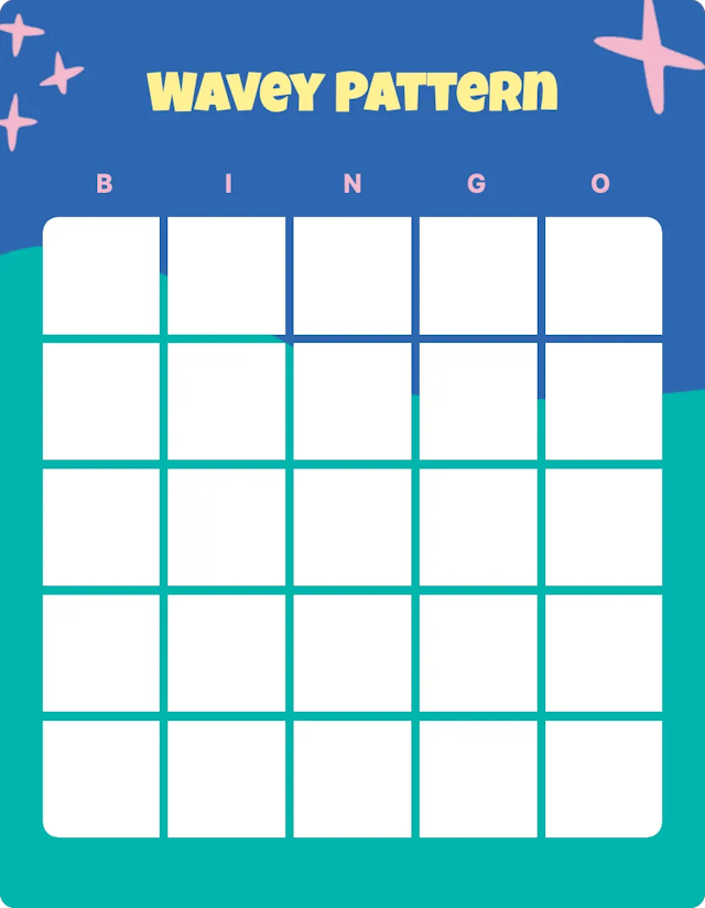 Wavey pattern blank bingo card
