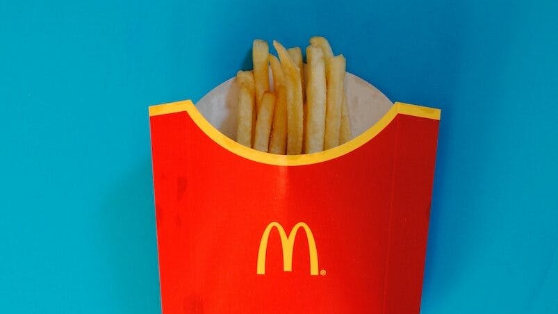 mcdonalds fries on red mcdonalds fries box