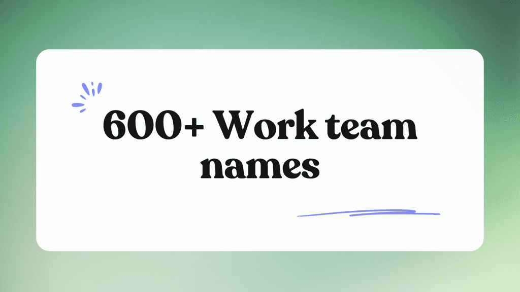 Work Name Work Team Names: 600+ Epic Names For Every Occasion - Bingo Card Creator