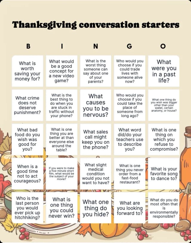 Thanksgiving Bingo: Free Printable Fun! - Bingo Card Creator