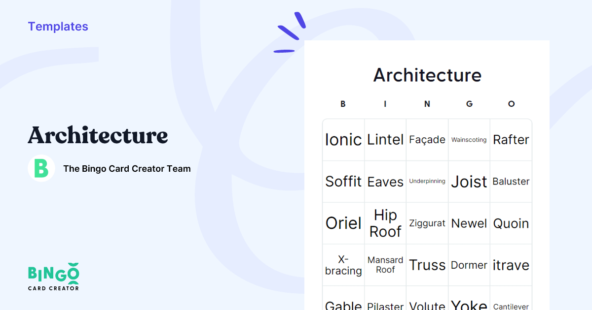 Architecture Bingo: Printable & Customizable - Bingo Card Creator