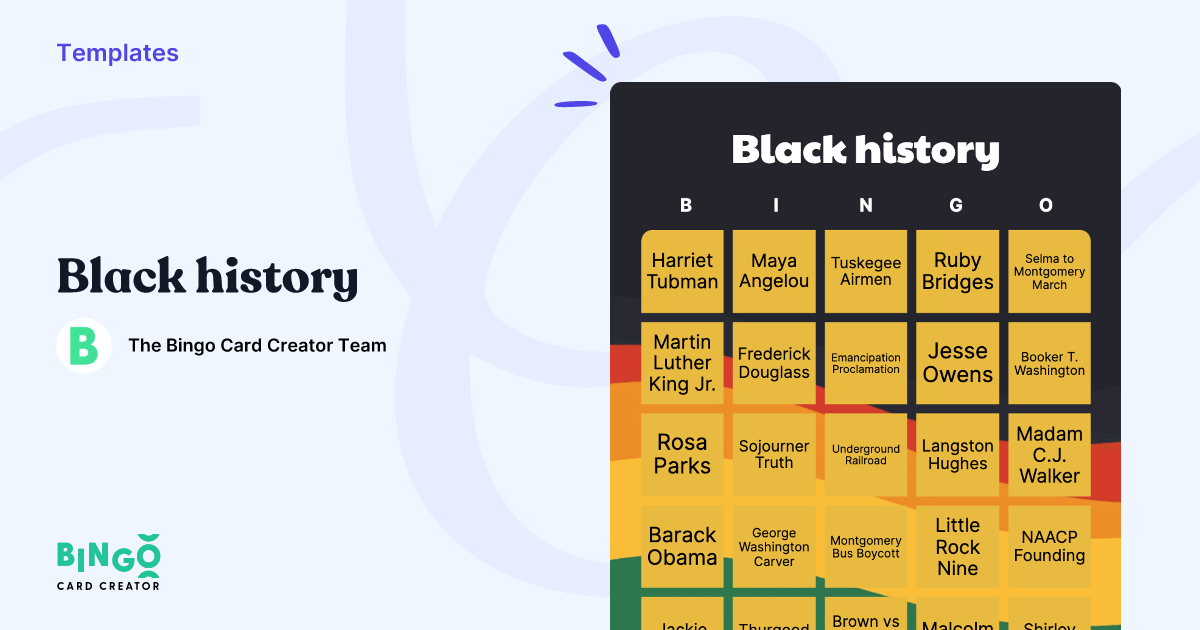 black-history-bingo-printable-customizable-bingo-card-creator for Black History Month Bingo Free Printable Black History Bingo: Printable & Customizable - Bingo Card Creator for Black History Month Bingo Free Printable