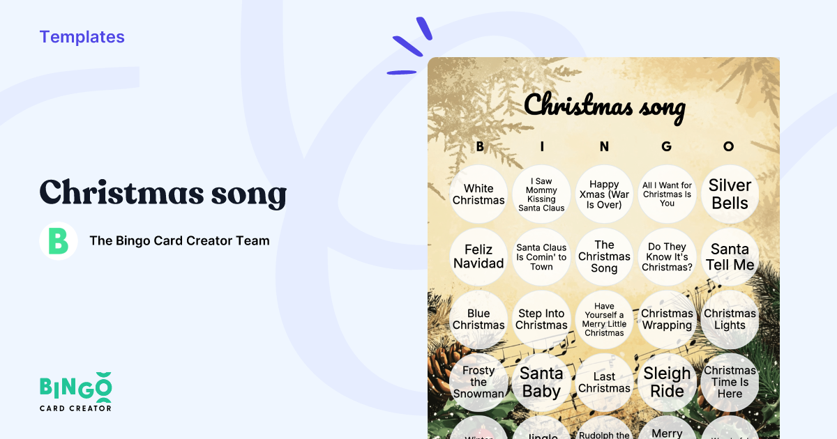 christmas-song-bingo-printable-customizable-bingo-card-creator for Free Printable Christmas Song Bingo Christmas Song Bingo: Printable & Customizable - Bingo Card Creator for Free Printable Christmas Song Bingo