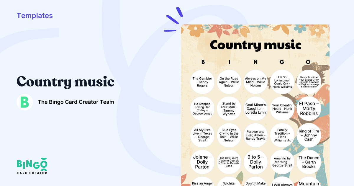 country-music-bingo-printable-customizable-bingo-card-creator for Free Printable Country Music Lyrics Country Music Bingo: Printable & Customizable - Bingo Card Creator for Free Printable Country Music Lyrics