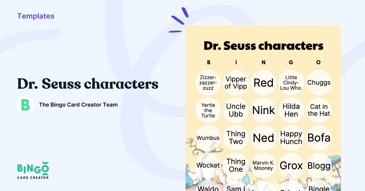 Dr. Seuss Characters Bingo: Printable & Customizable - Bingo Card Creator dr-seuss-characters-bingo-printable-customizable-bingo-card-creator
